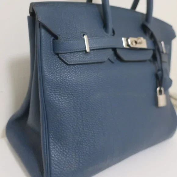HERMES BIRKIN 35CM BLUE DE MALT CLEMENCE LEATHER PALLADIUM HARDWARE 2009 - Picture 3 of 16